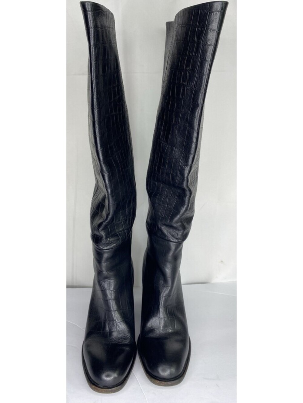 FREE PEOPLE Grayson Tall Boot in Black Croc Size 38.5